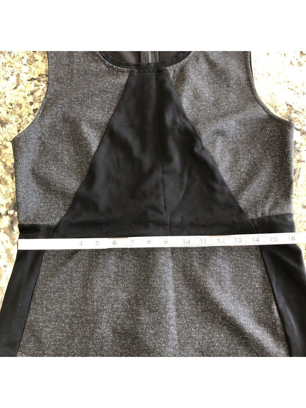 Large Kenneth Cole Womens Dress Black And Grey Zipper Back Knee Length Stretchy - Picture 8 of 11